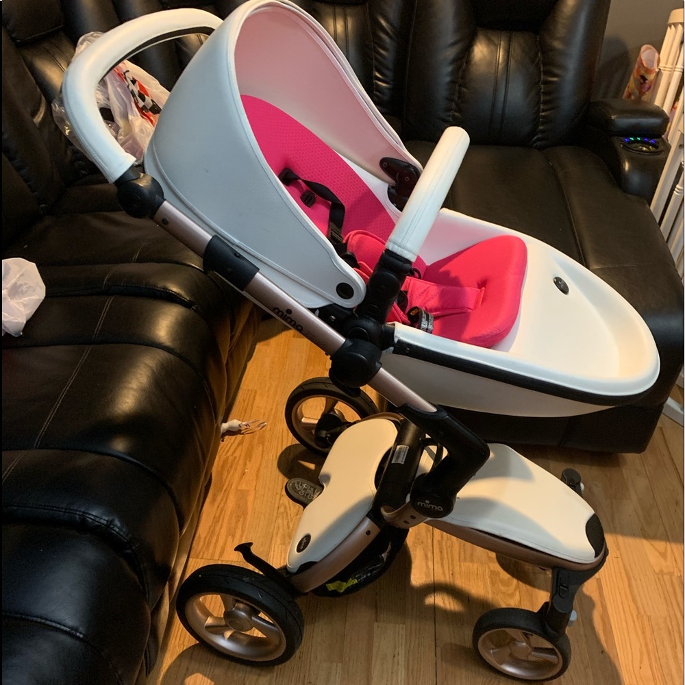 Mima Xari Chrome Stroller in white /Magenta